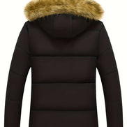 Drake Hooded Quilted Mens Puffer Jacket with Faux Fur Trim