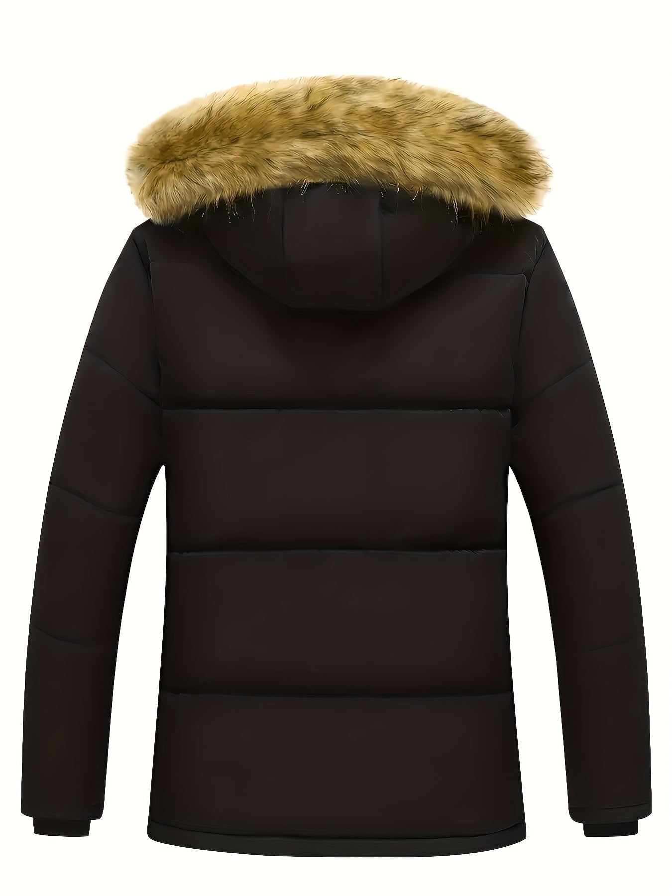 Drake Hooded Quilted Mens Puffer Jacket with Faux Fur Trim