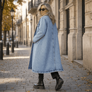 Denora Sherpa-Lined Full-Length Denim Winter Coat for Women