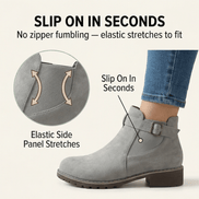 Women's Buckle-Strap Suede-Look Ankle Boots with Lug Sole