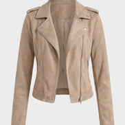Saskia Faux Suede Biker Jacket with Asymmetrical Zip Detail
