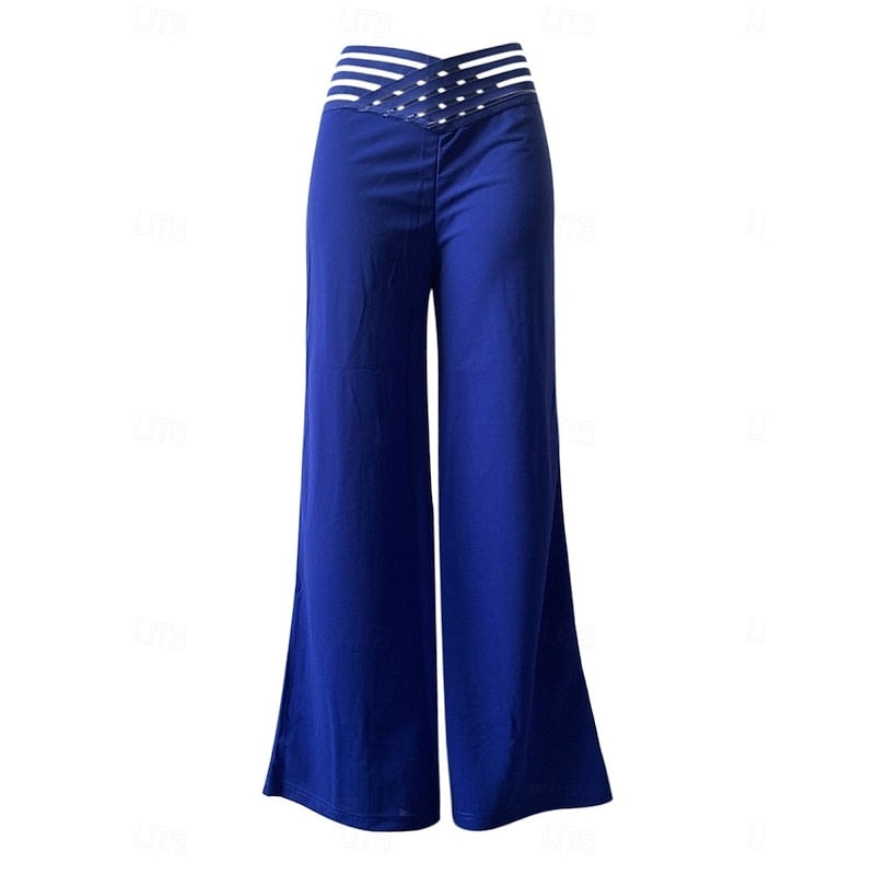 Sienna High-Waisted Wide-Leg Women's Tailored Trousers with Crossover Waistband