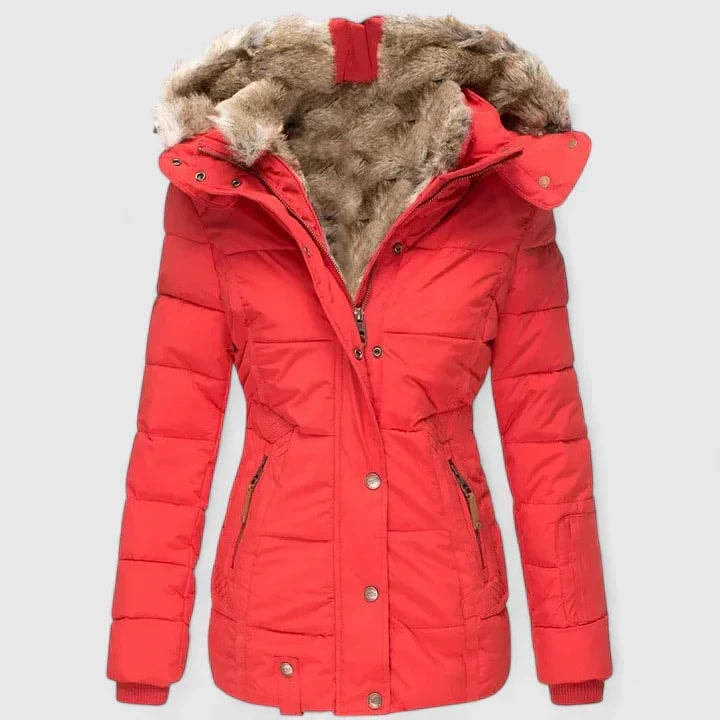 Veyzandra Faux Fur Hooded Padded Women's Winter Coat with Pockets