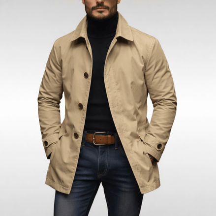 Men's Weather-Resistant Tailored Mac Coat with Quilted Lining