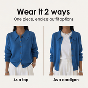 Collete Button-Front Women's Knitted Cardigan with Peter Pan Collar