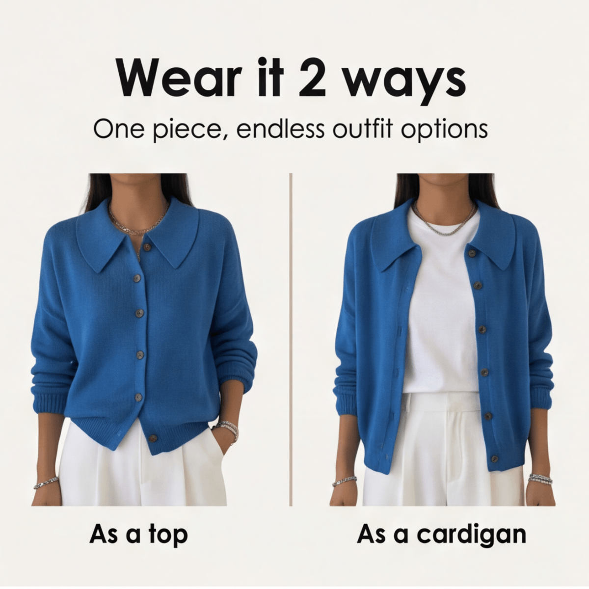 Collete Button-Front Women's Knitted Cardigan with Peter Pan Collar