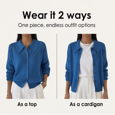 Collete Button-Front Women's Knitted Cardigan with Peter Pan Collar