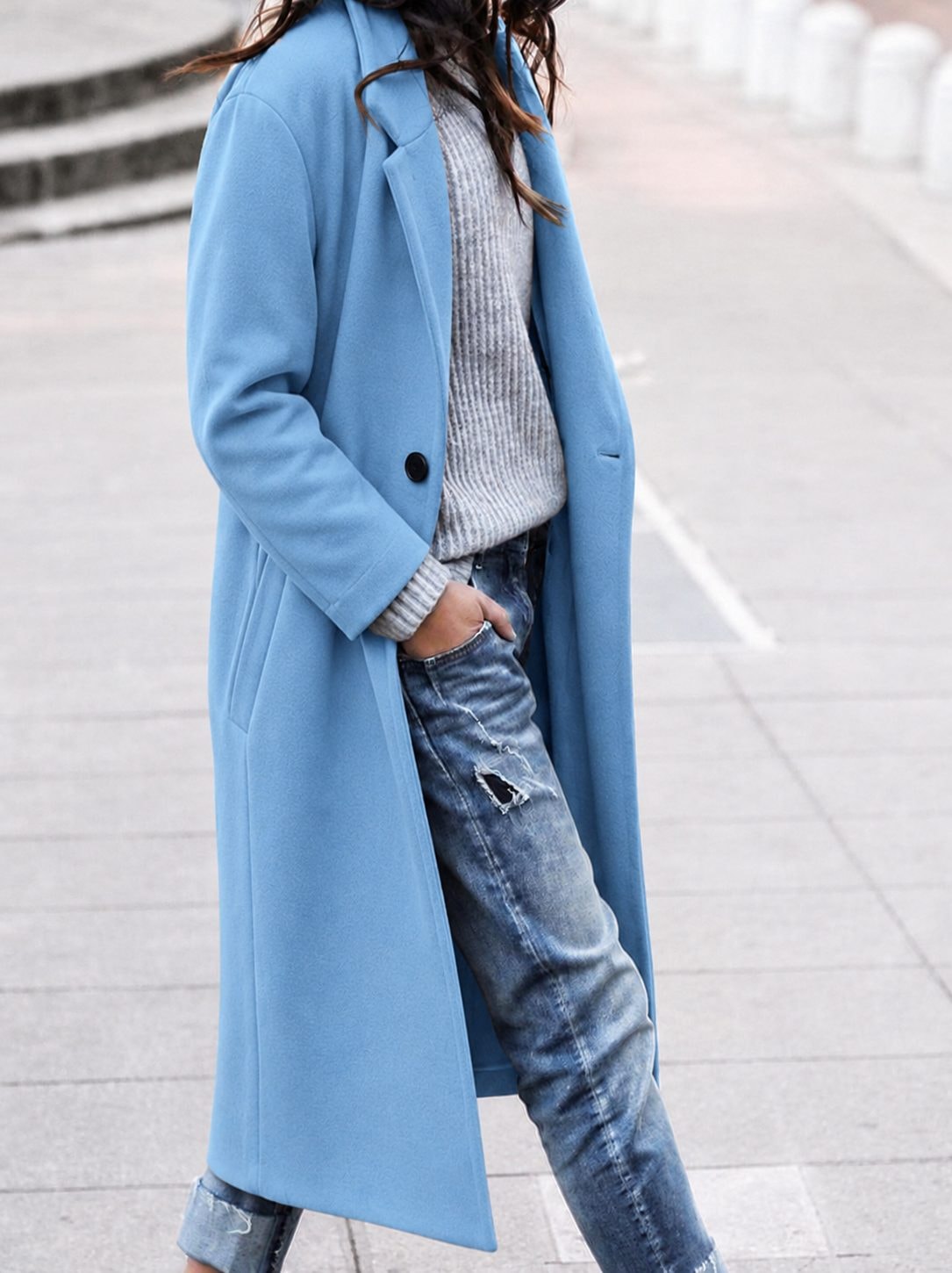 Angelika Women's Oversized Longline Winter Coat with Lapel