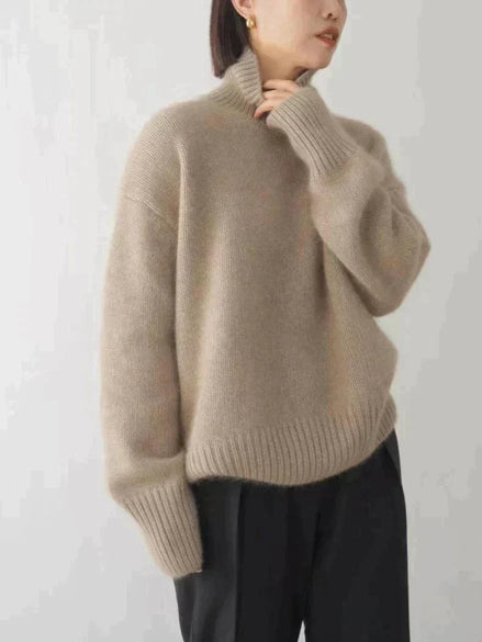 Dora Roll Neck Cashmere Women's Knitted Jumper with Ribbed Cuffs