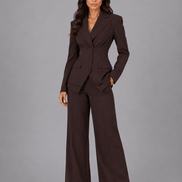Cinched-Waist Blazer and Wide-Leg Trousers Two-Piece Co-ord Set