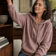 Women's Ribbed Corduroy-Look Hoodie with Front Pocket