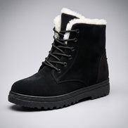 Women's Fur-Lined Suede Lace-Up Boots with Chunky Sole