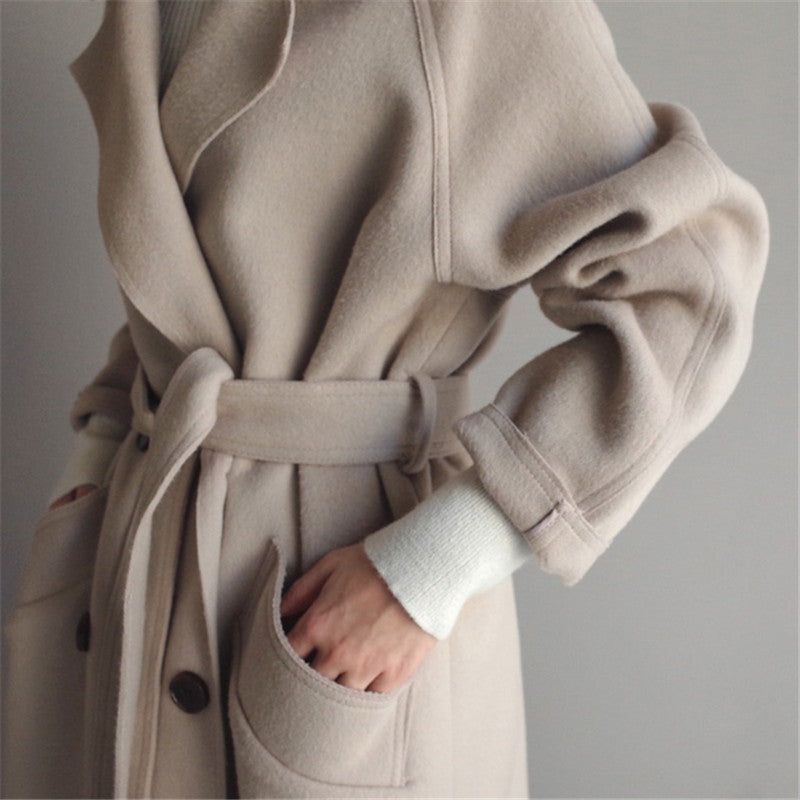 Isabella Women's Longline Wool Blend Winter Coat with Belt