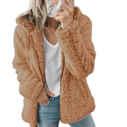 Women's Fluffy Teddy Fleece Jacket with Pockets and Zip