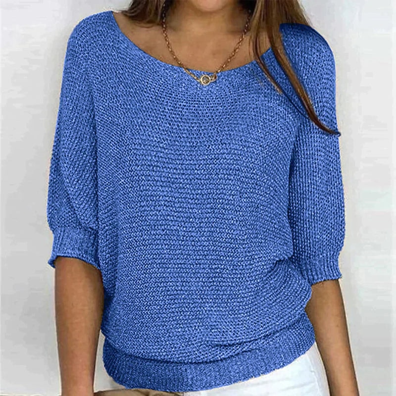 Jade Women's Batwing Sleeve Knitted Jumper with Crew Neck
