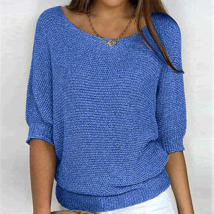 Jade Women's Batwing Sleeve Knitted Jumper with Crew Neck