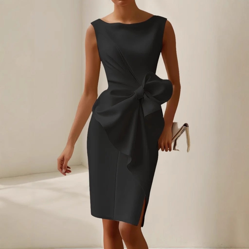 Matilda Bow Detail Bodycon Cocktail Midi Dress