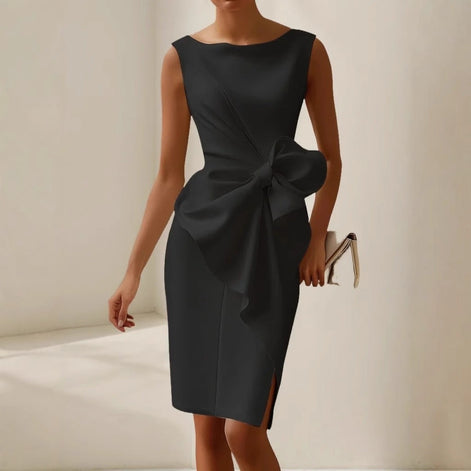 Matilda Bow Detail Bodycon Cocktail Midi Dress