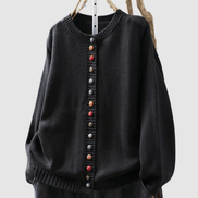 Button-Front Knitted Jumper Cardigan with Colourful Buttons