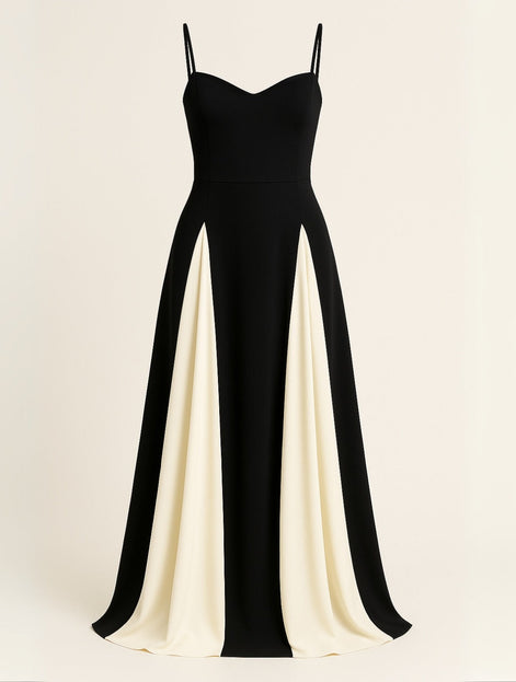 Martha Colour Block Satin Evening Maxi Dress for Autumn Dresses