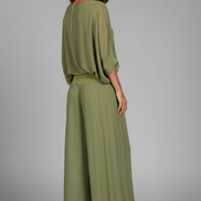 Natalie Chiffon Wide-Leg Women's Two-Piece Co-Ord Set with Draped Top