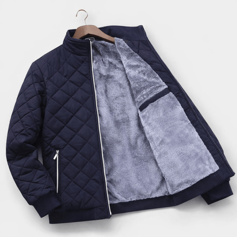 Men's Diamond-Quilted Jacket with Faux Fur Lining for Winter