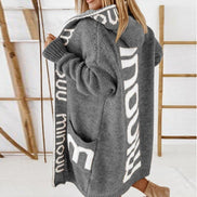 Audrey Hooded Longline Knitted Cardigan for Women with Pockets