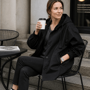 Women's Hooded Midi Coat with Drawstring Waist