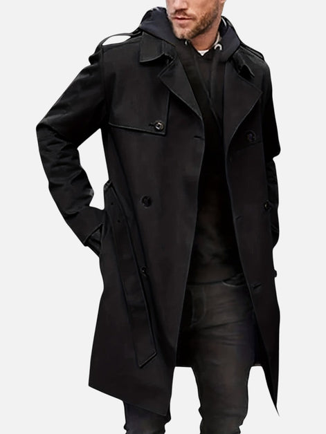 Double-Breasted Tailored Trench Style Mens Coats for Everyday Wear