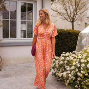 Amelia Floral Wrap Maxi Dress with Flutter Sleeves