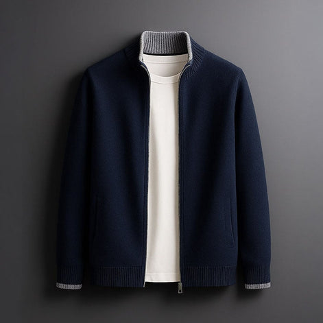 Knitted Zip-Up Cardigan Jacket for Everyday Layering