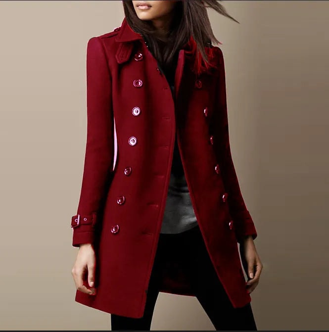 Janice Double-Breasted Mid-Length Winter Coat for Women