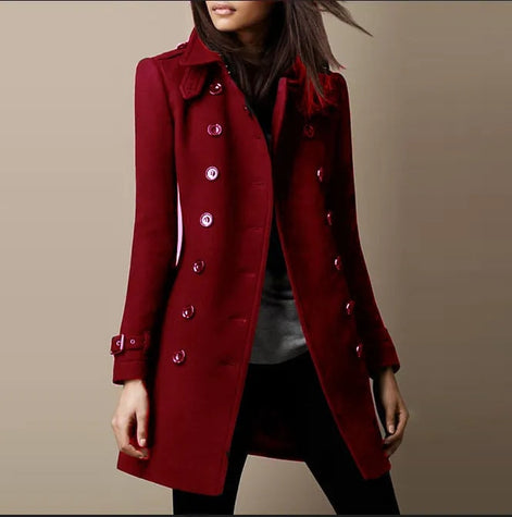 Janice Double-Breasted Mid-Length Winter Coat for Women