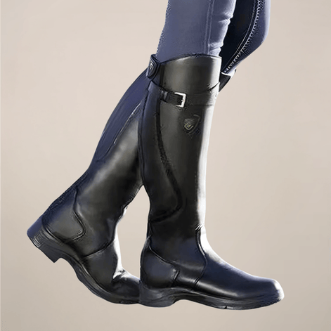 Knee High Winter Boots with Side Buckle Detail Black Boots