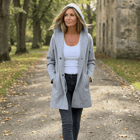 Women's Hooded Knitted Cardigan with Button Front and Pockets
