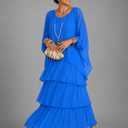Tiered Ruffle Women's Midi Dress with Flutter Sleeves