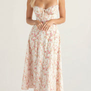 Elodie Floral Satin Midi Slip Dress for Autumn Dresses Occasions