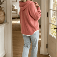Women's Drawstring Hood Ribbed Knit Jumper
