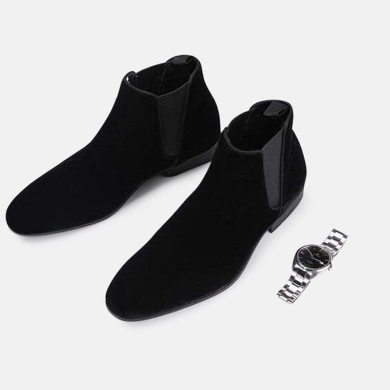 Suede Chelsea Ankle Mens Boots with Elastic Side Panels