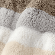 Women's Oversized Color-Block Faux Fur Winter Coat with Hood