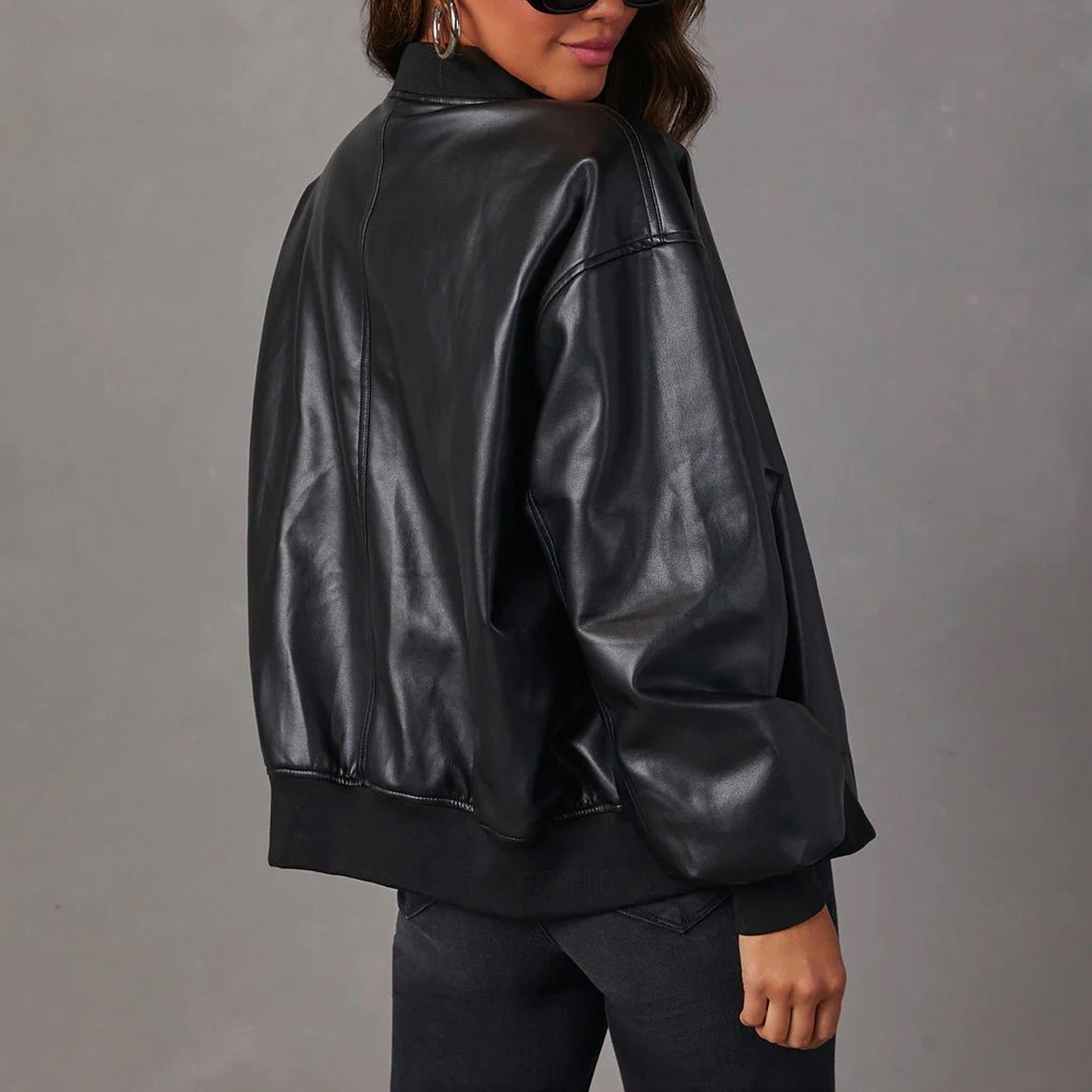 Liv Oversized Vegan Leather Bomber Jacket