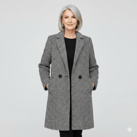 Rebeka Longline Houndstooth Tweed Winter Coat for Women