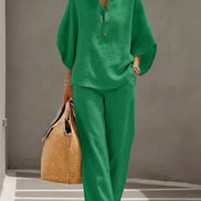 Women's Collared Wide-Leg Trouser Two-Piece Co-ord Set