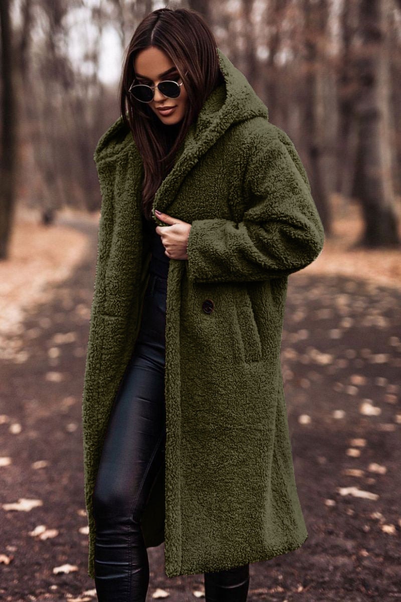 Allison Hooded Longline Teddy Fleece Coat Winter Coats for Women