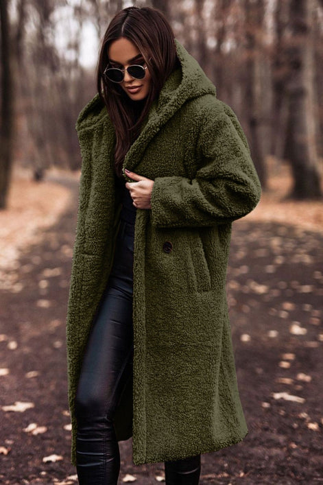 Allison Hooded Longline Teddy Fleece Coat Winter Coats for Women