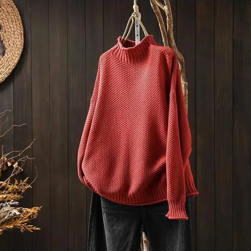 Filipa Mock-Neck Ribbed Women's Knit Jumper