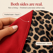 Women's Reversible Hooded Winter Coat with Leopard Print Lining