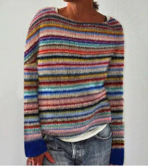 Dorothea Women's Fair Isle Crew Neck Knitted Jumper with Long Sleeves