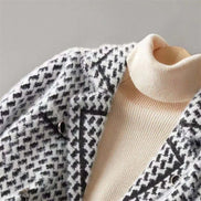 Houndstooth Tweed Knit Jacket for Women's Tailored Wardrobe