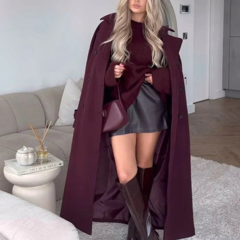 Belted Wrap Style Long Wool Blend Winter Coats for Women
